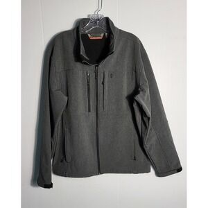 Free Country Mens Charcoal Softshell Jacket Full Zip Pockets Water Resistant M M